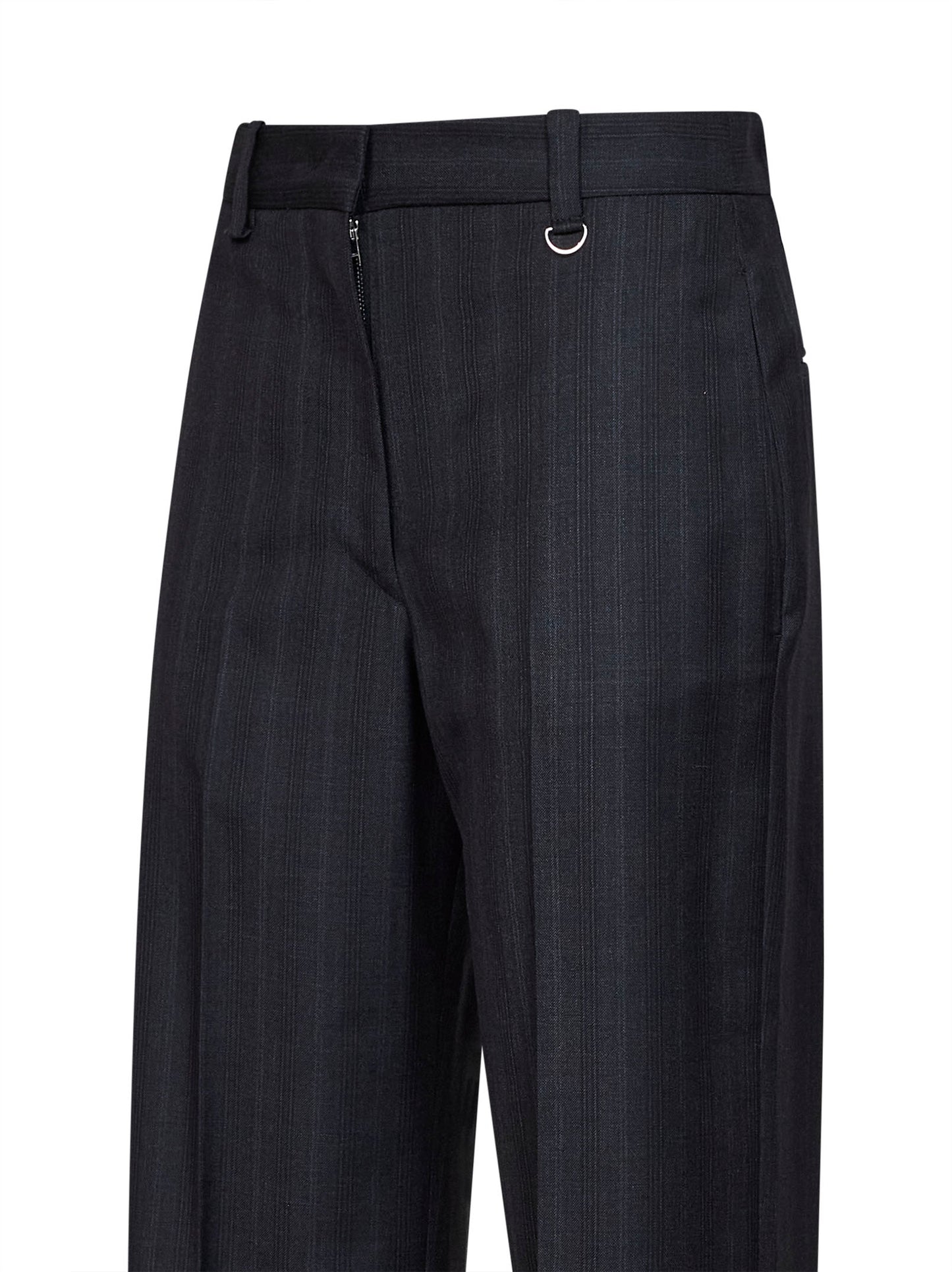 Pantaloni Noanda in lana vergine a quadri antracite scuro