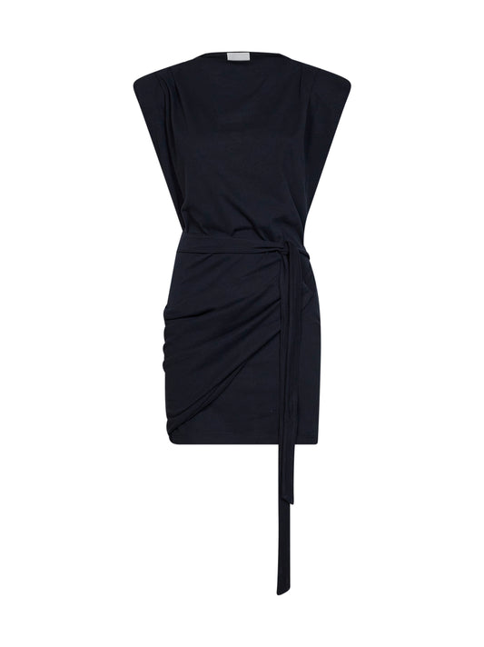 Black jersey Marielle draped mini dress