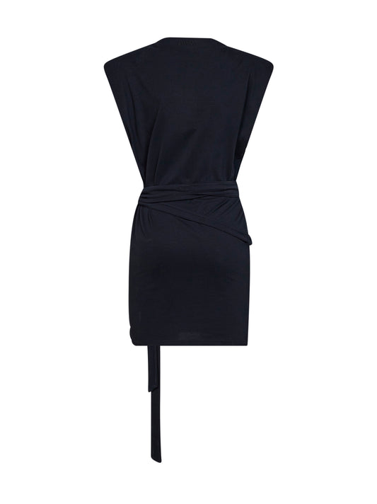 Black jersey Marielle draped mini dress