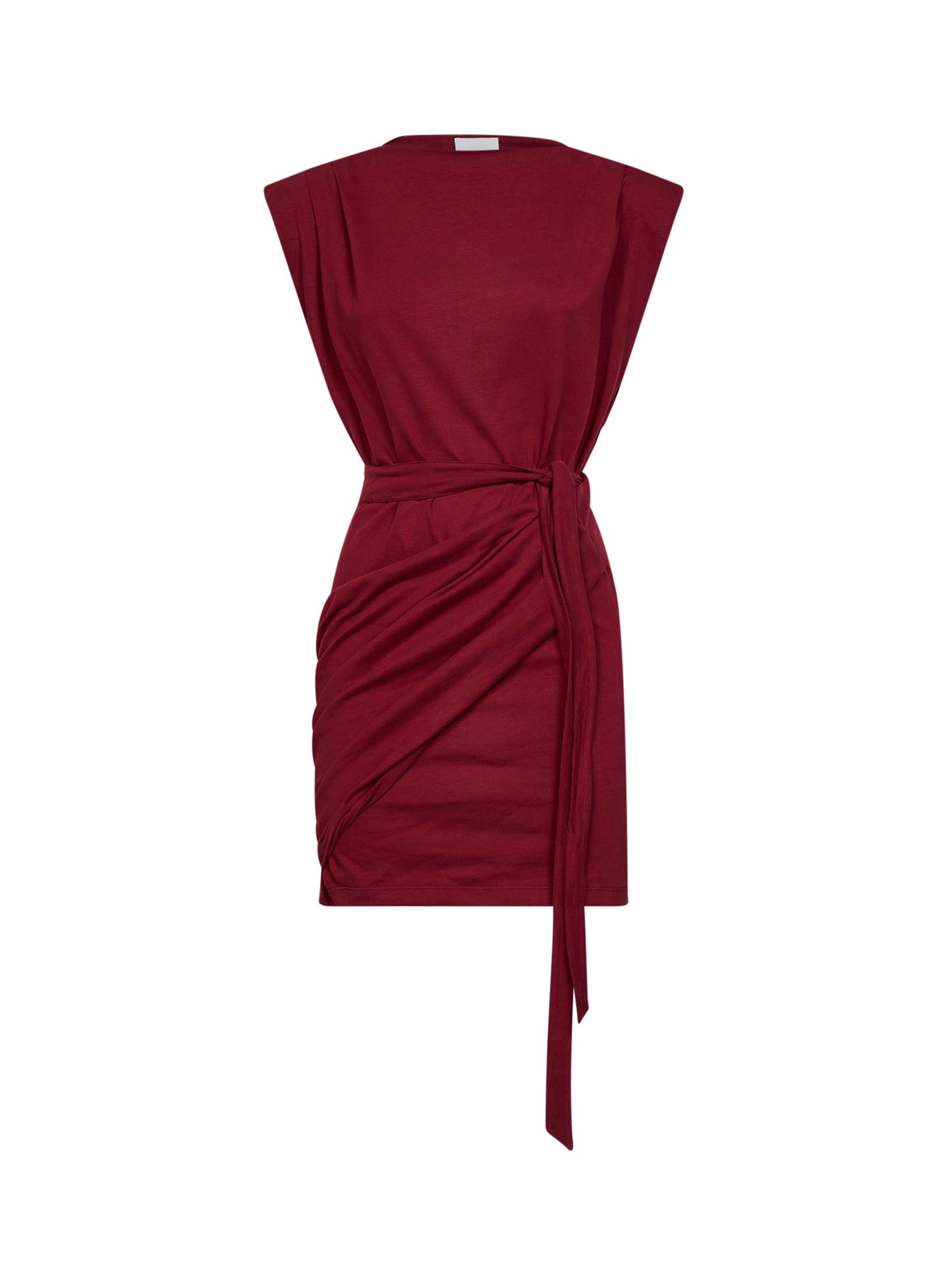Dark burgundy jersey Marielle draped mini dress