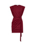 Dark burgundy jersey Marielle draped mini dress