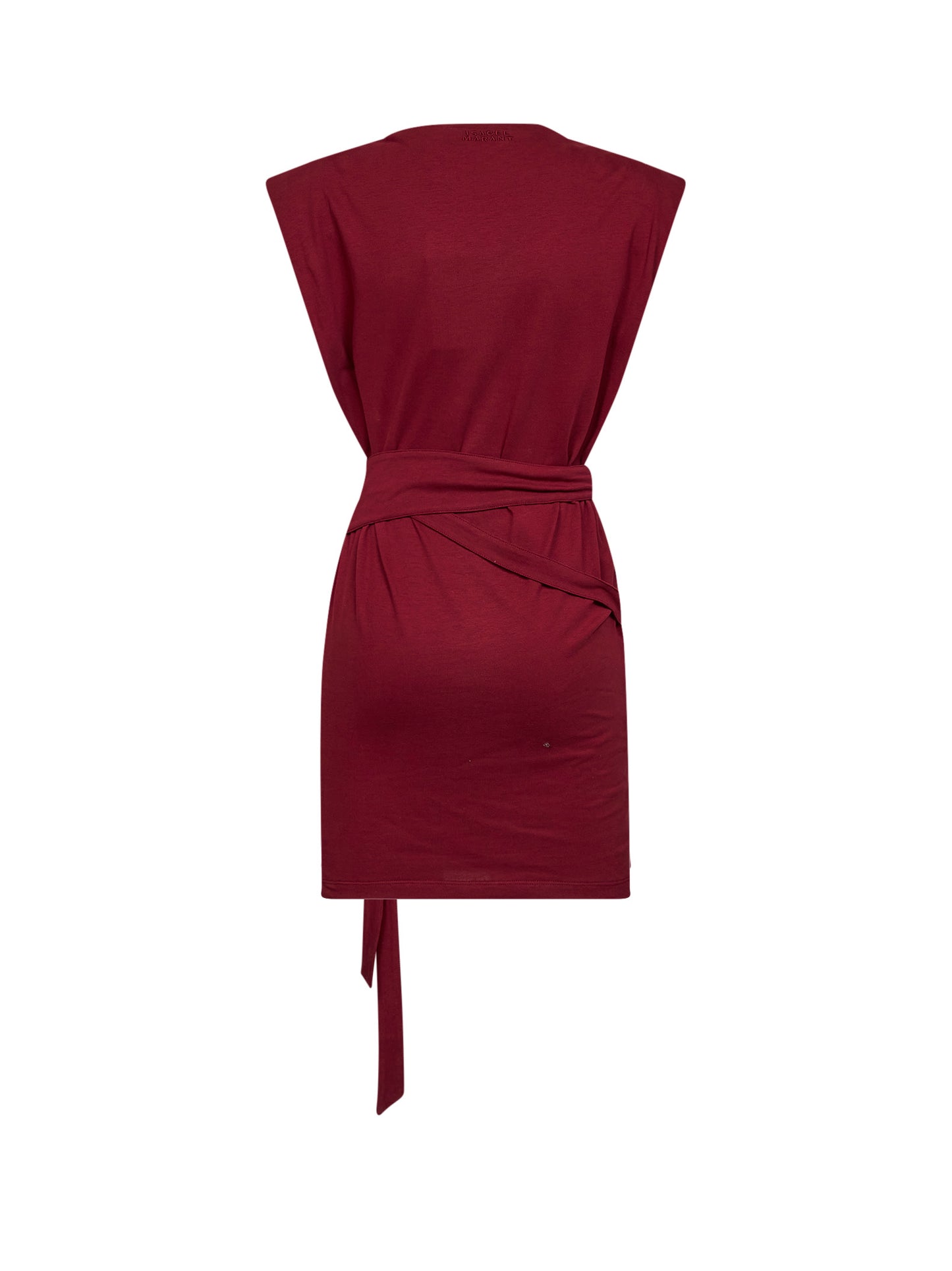 Dark burgundy jersey Marielle draped mini dress