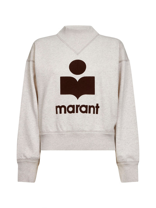 Felpa Moby in cotone ecrù con logo