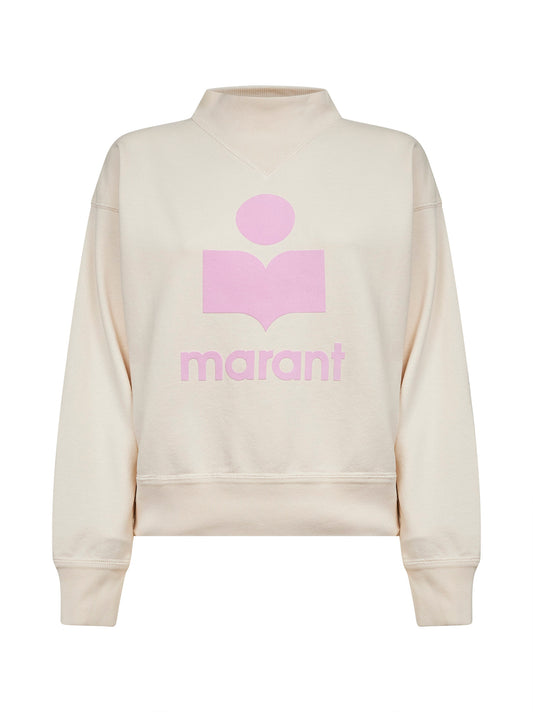 Felpa Moby in cotone ecrù con logo
