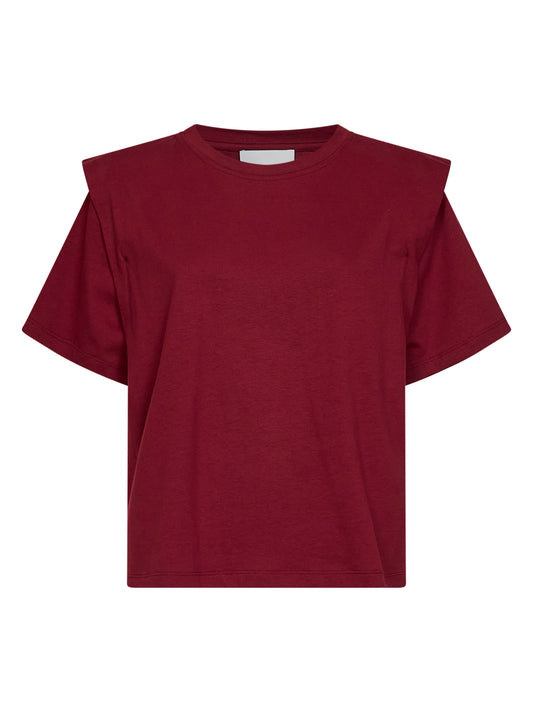 T-shirt con spalline Zelitos in jersey di cotone bordeaux scuro