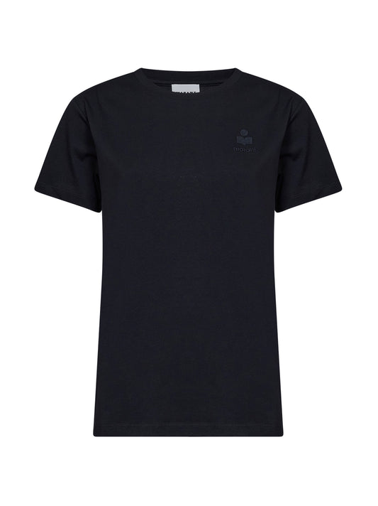 T-shirt con logo Aby in jersey di cotone nero