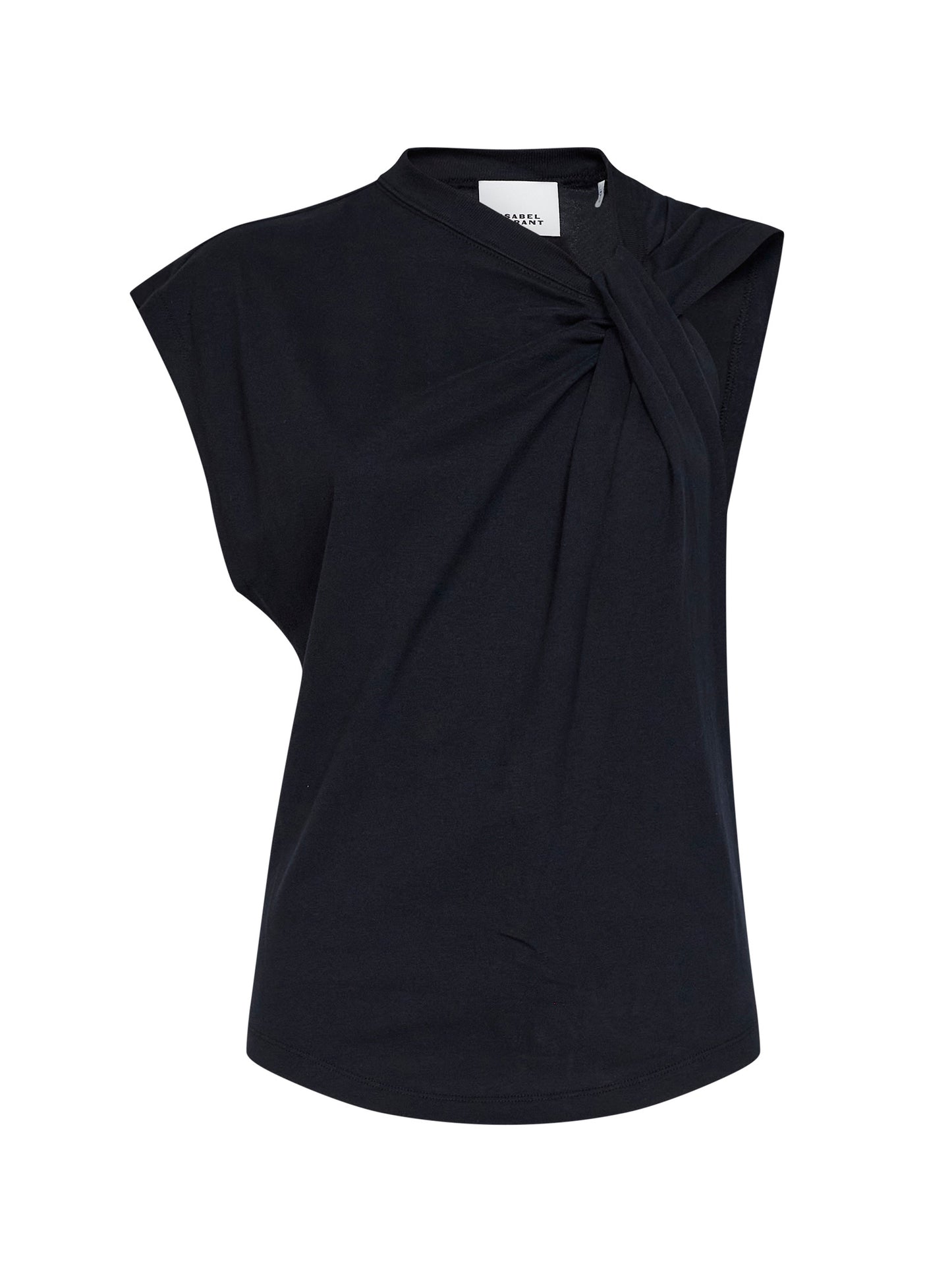 T-shirt asimmetrica Nayda in jersey di cotone nero