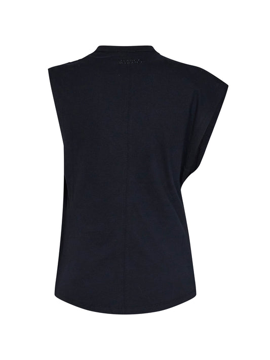 T-shirt asimmetrica Nayda in jersey di cotone nero