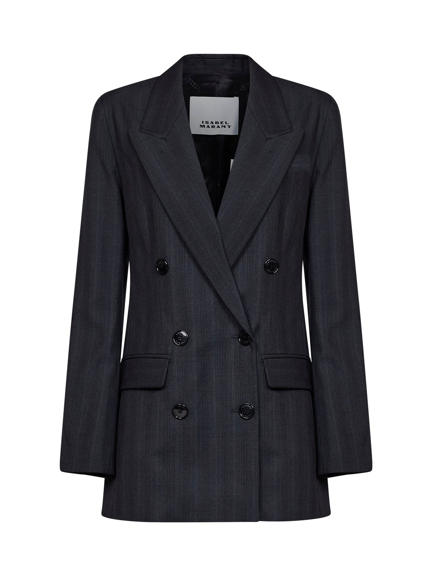 Dark anthracite check stretch wool Jevima double-breasted blazer