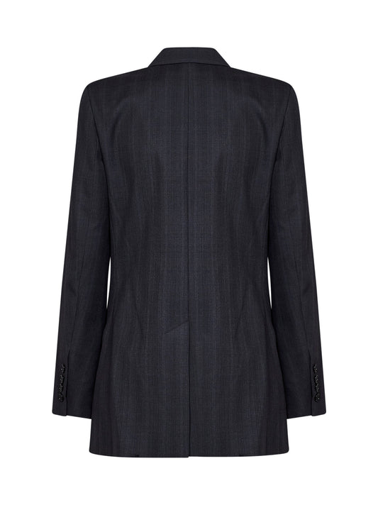 Dark anthracite check stretch wool Jevima double-breasted blazer