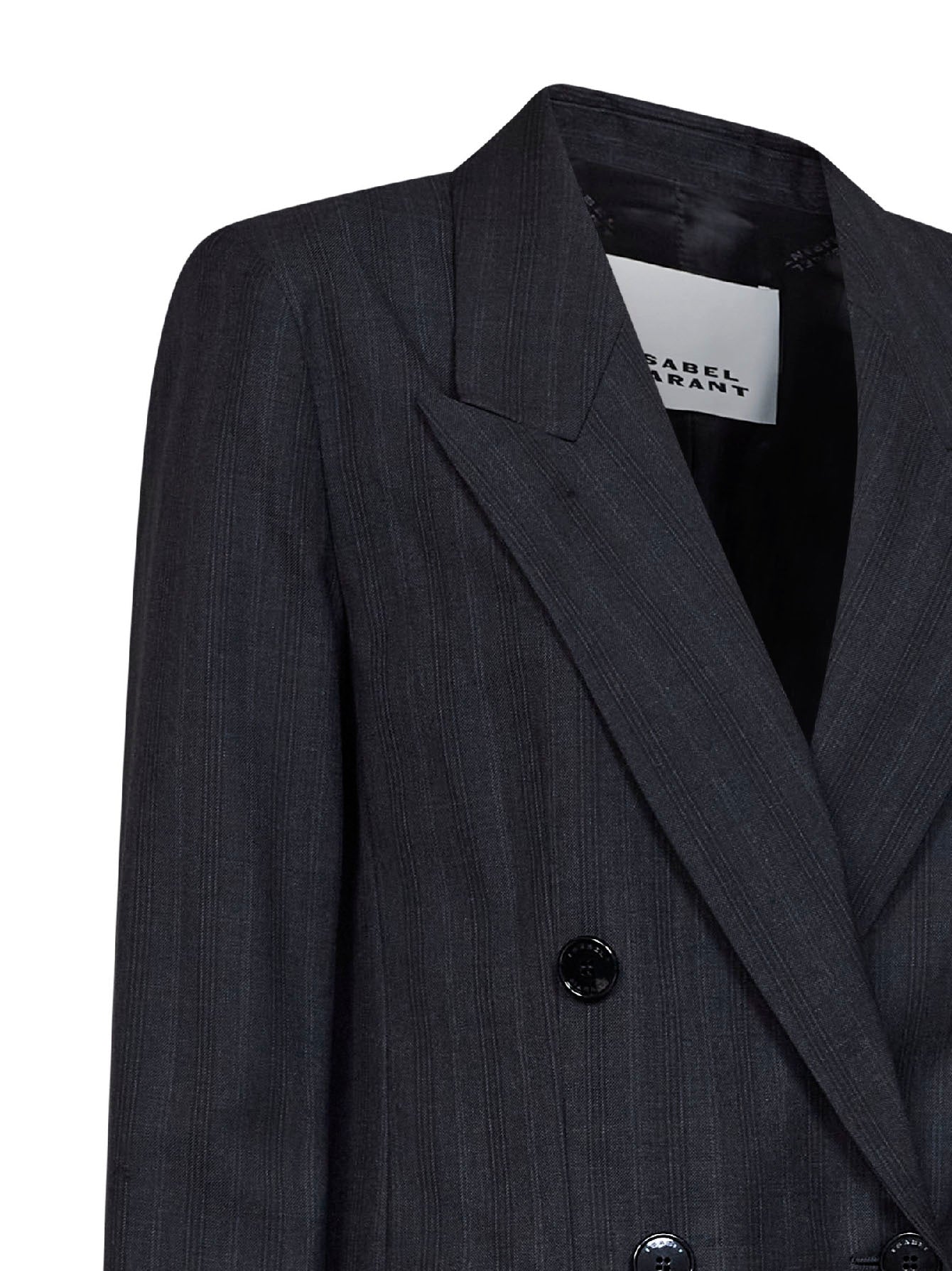 Dark anthracite check stretch wool Jevima double-breasted blazer