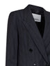 Dark anthracite check stretch wool Jevima double-breasted blazer