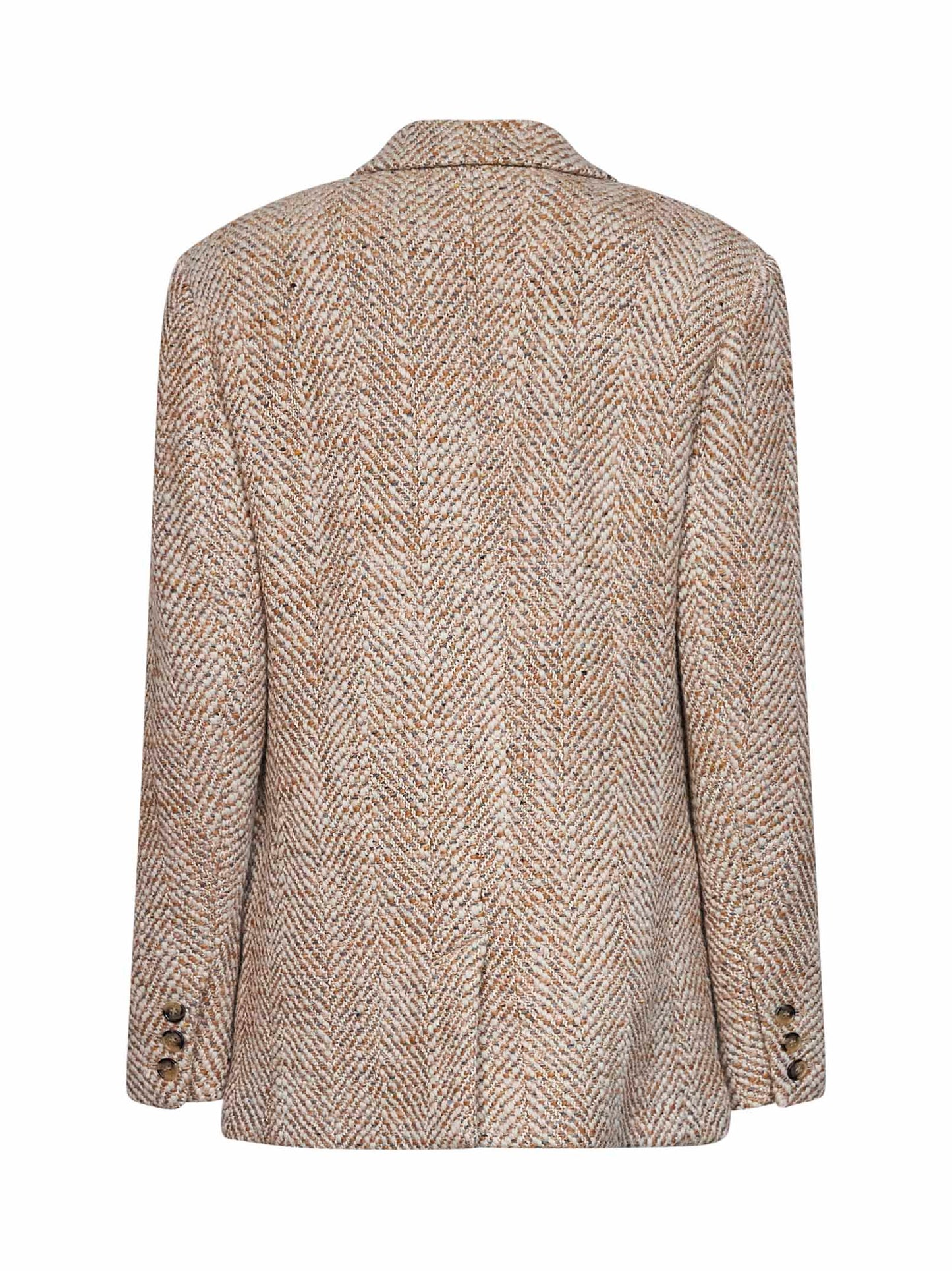 Giacca monopetto Parly in misto lana spigata beige