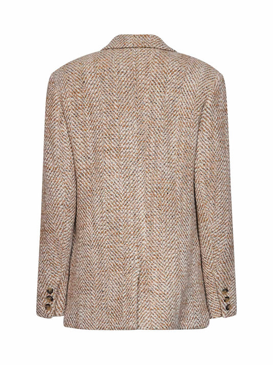 Beige herringbone wool blend Parly single-breasted blazer