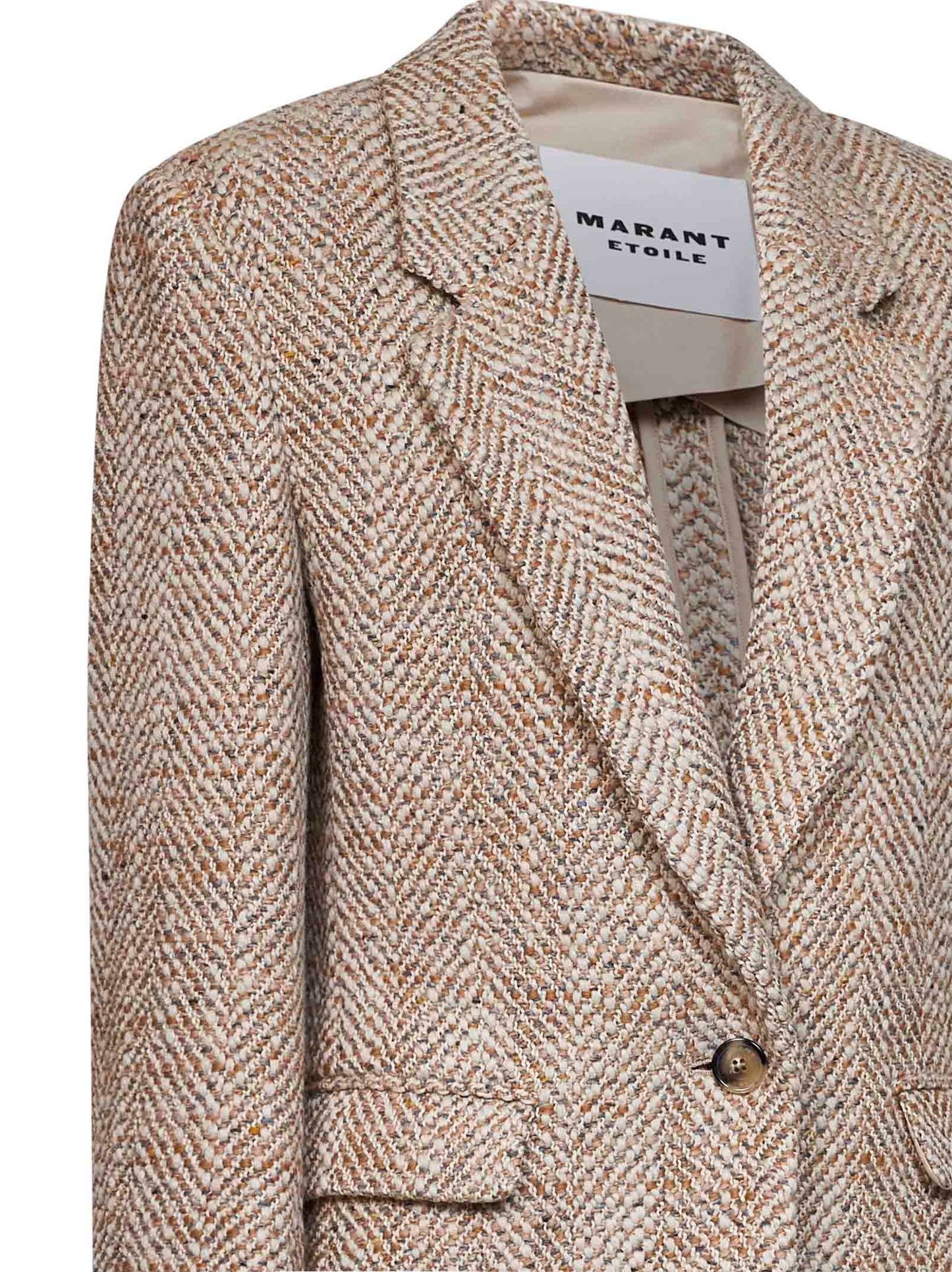 Giacca monopetto Parly in misto lana spigata beige
