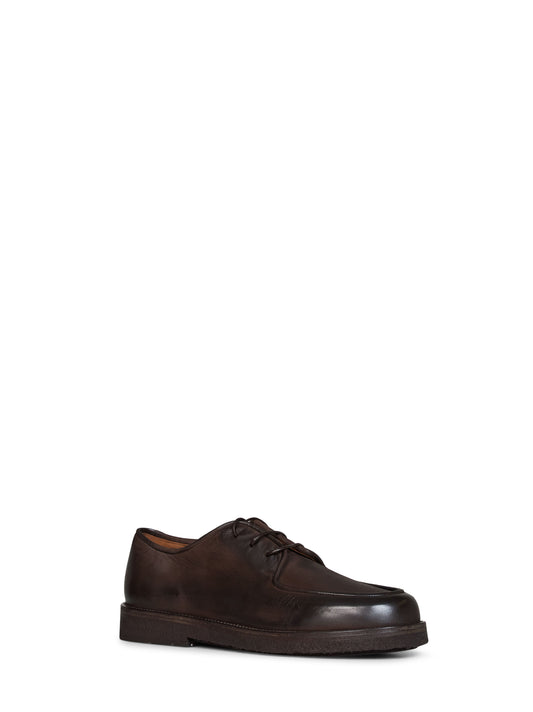Dark brown nubuck leather Moccar Derby shoes