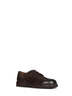 Dark brown nubuck leather Moccar Derby shoes