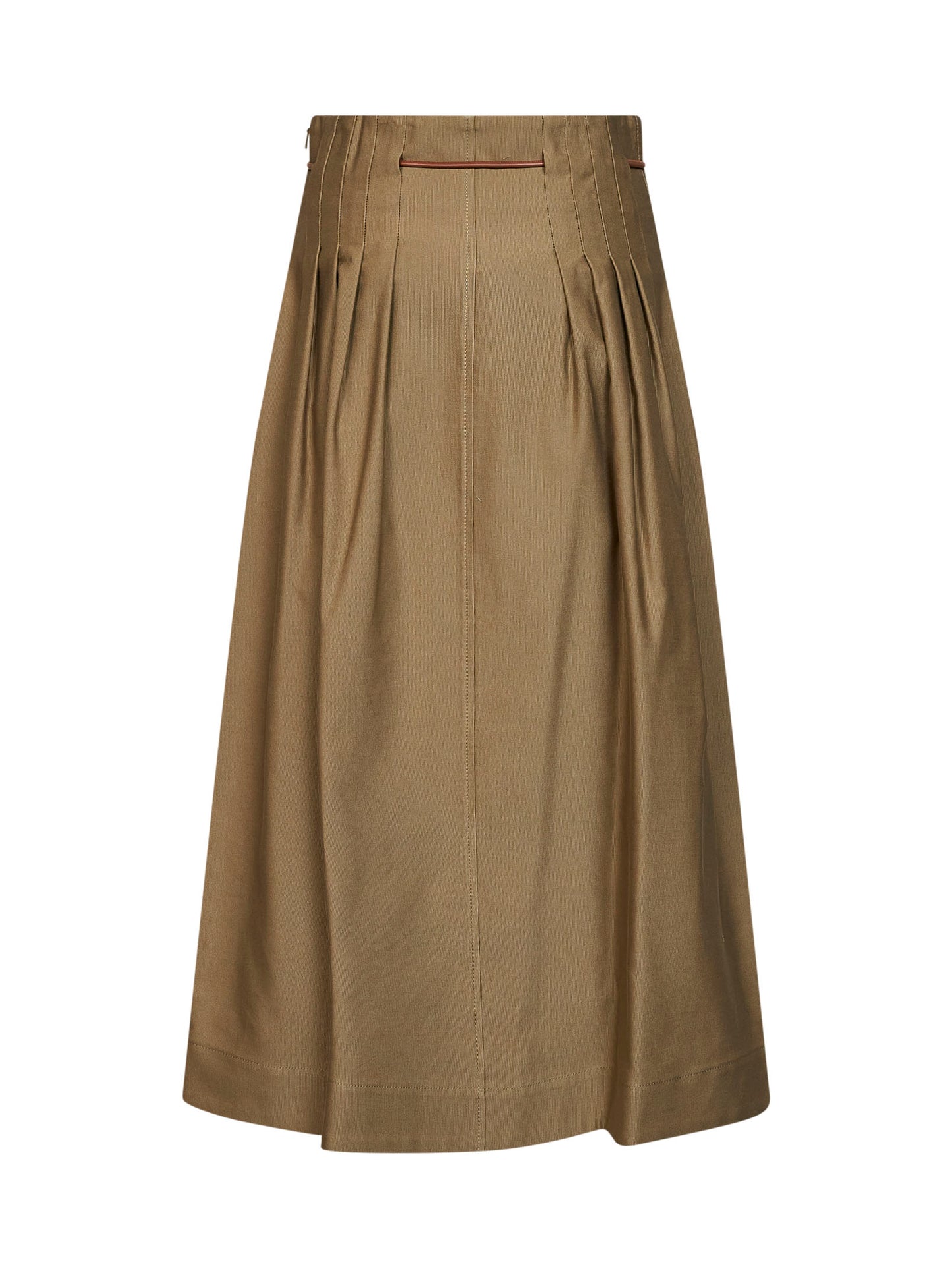Gonna midi a pieghe MXMTEMPIO in ottoman verde kaki