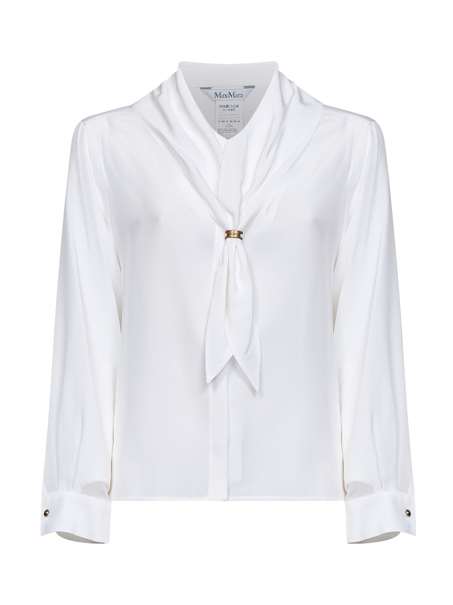 Camicia con foulard MXMDRY in crêpe de Chine bianco