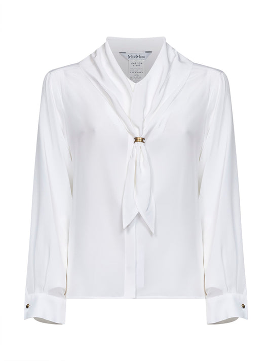 Camicia con foulard MXMDRY in crêpe de Chine bianco