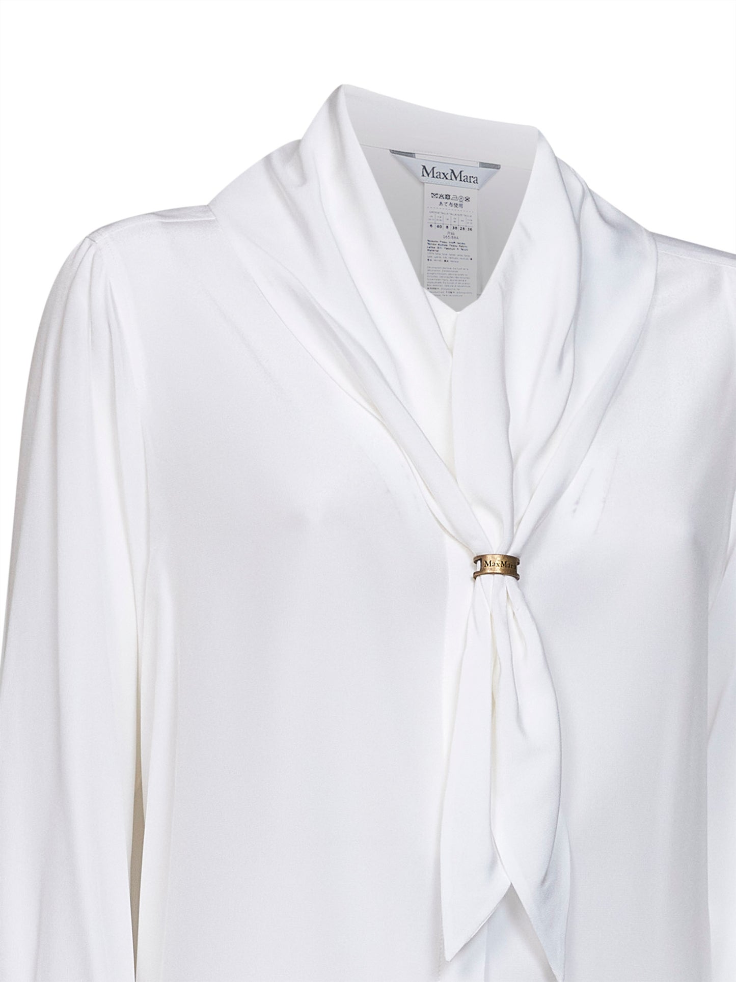 Camicia con foulard MXMDRY in crêpe de Chine bianco