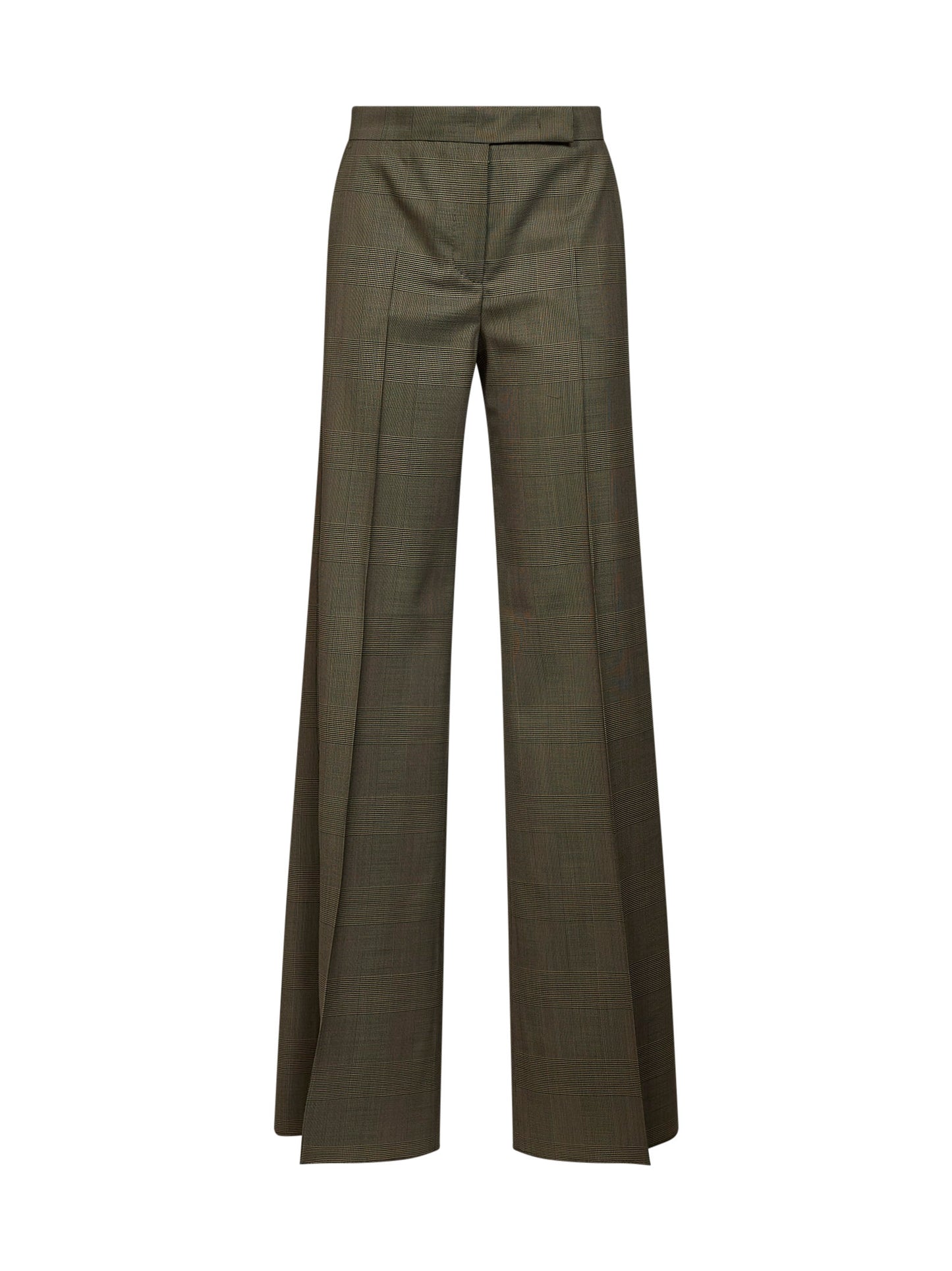 Pantaloni MXMNETTO in lana Principe di Galles verde kaki