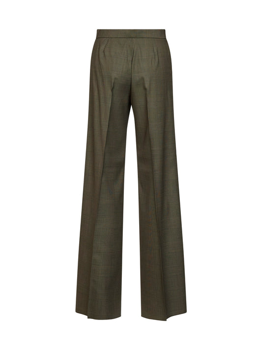 Pantaloni MXMNETTO in lana Principe di Galles verde kaki