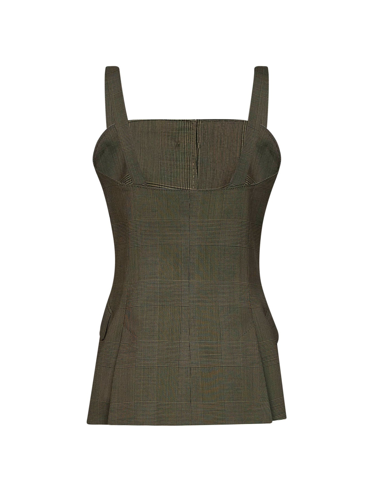 Gilet MXMBACCA in lana Principe di Galles verde kaki