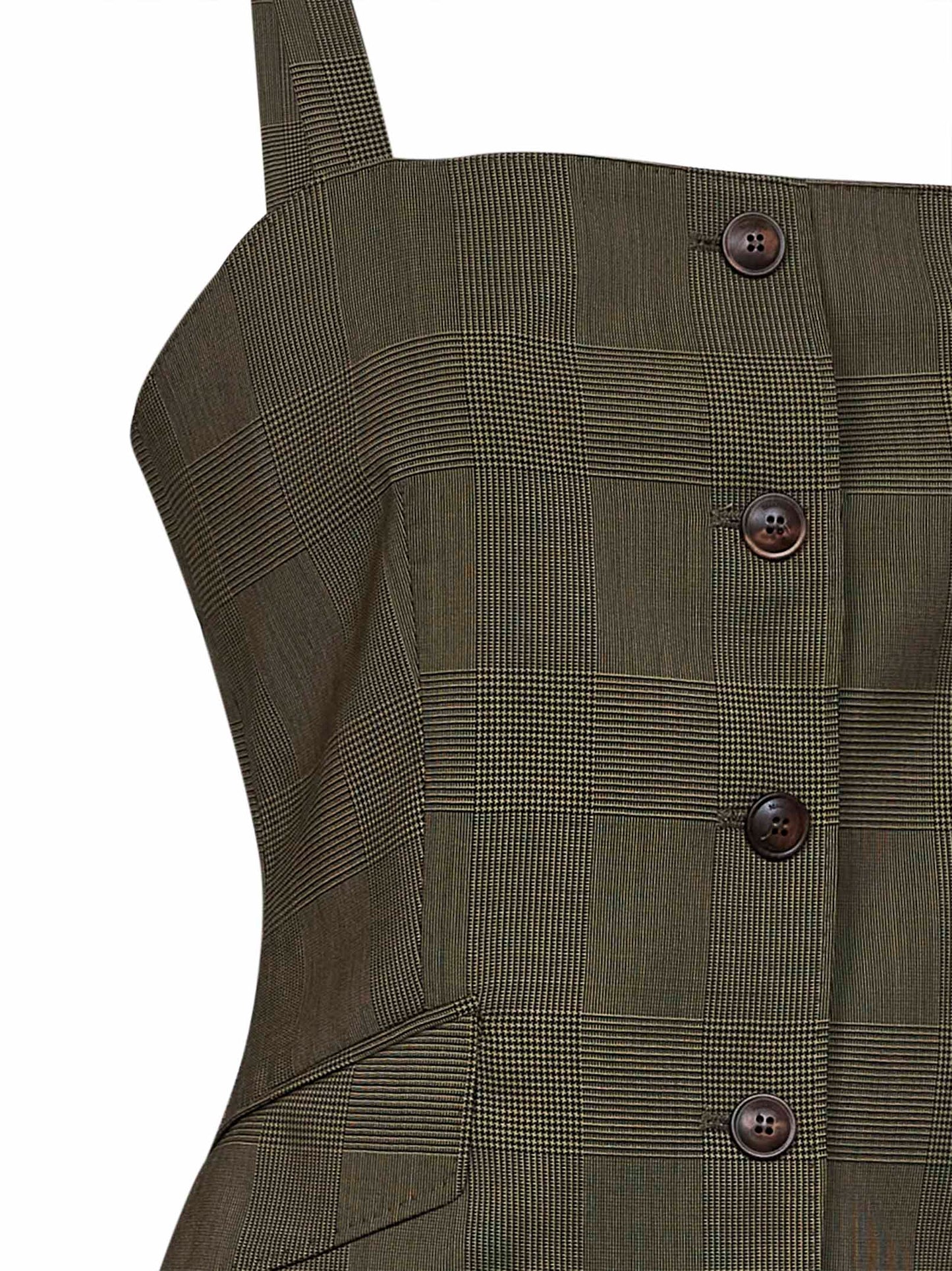 Gilet MXMBACCA in lana Principe di Galles verde kaki