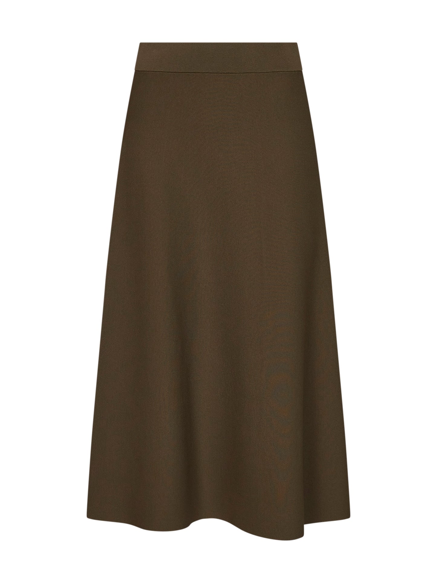 Khaki green viscose crepe MXMFUGGITO flared midi skirt