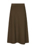 Khaki green viscose crepe MXMFUGGITO flared midi skirt