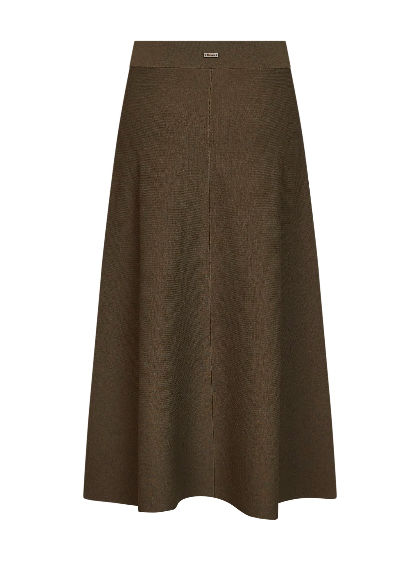 Khaki green viscose crepe MXMFUGGITO flared midi skirt