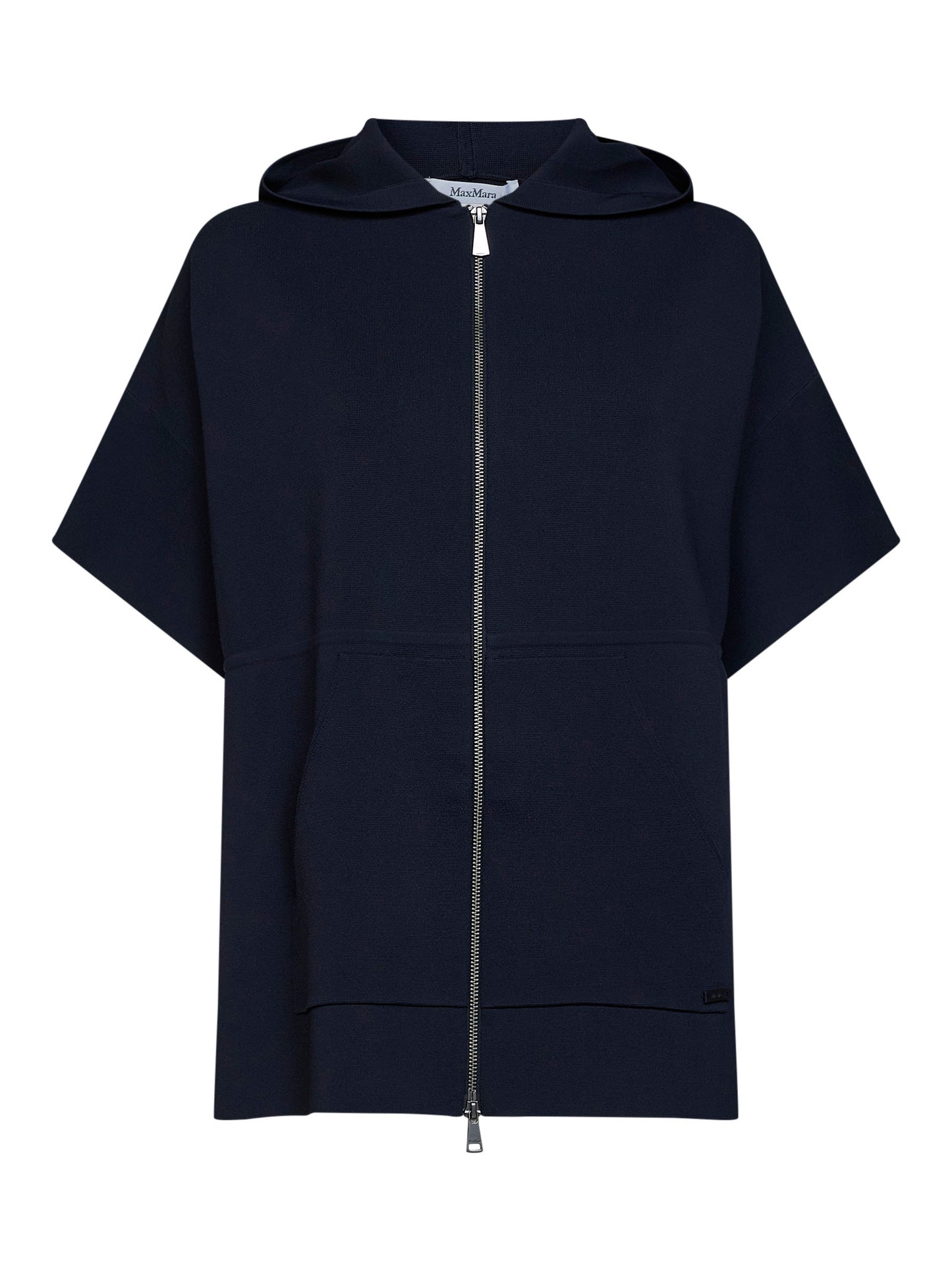 Cardigan con cappuccio MXMELOGIO in viscosa crêpe blu marino