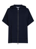 Cardigan con cappuccio MXMELOGIO in viscosa crêpe blu marino