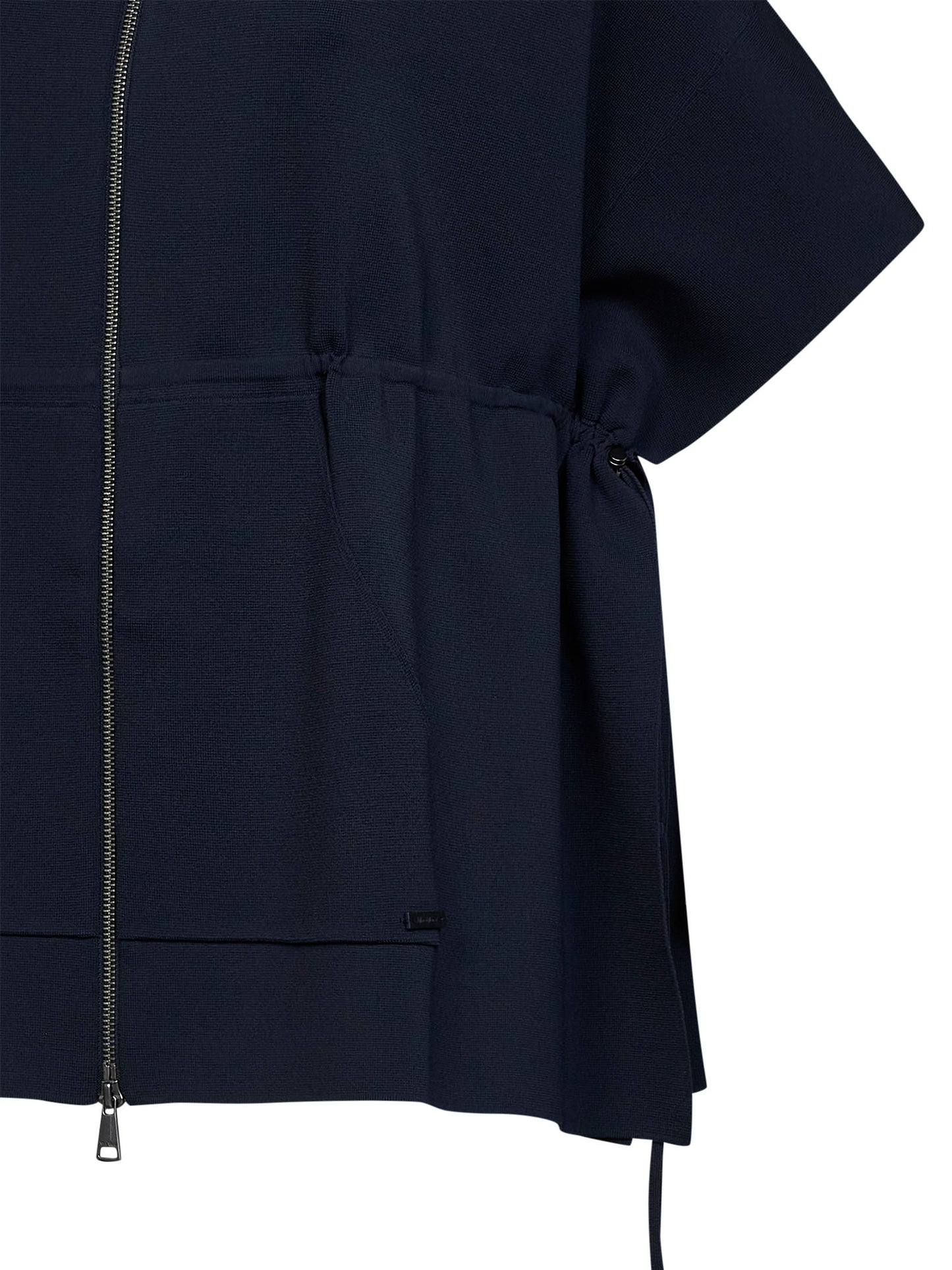 Cardigan con cappuccio MXMELOGIO in viscosa crêpe blu marino