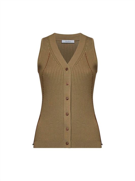 Khaki green ribbed knit MXMFIORIRE vest