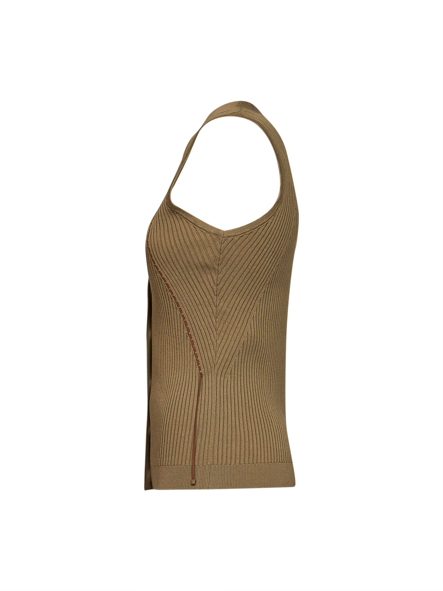 Gilet MXMFIORIRE in maglia a coste verde kaki