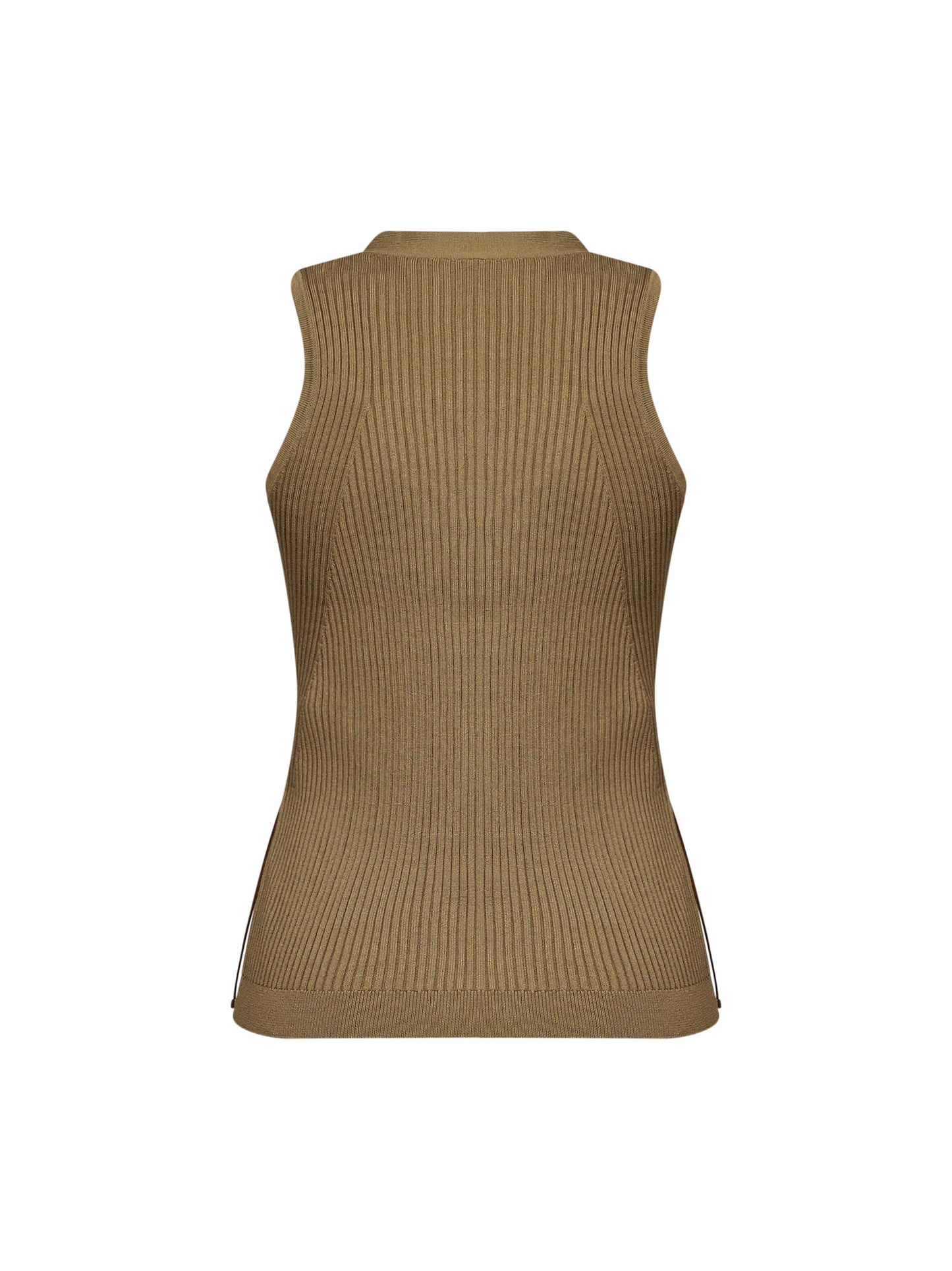 Gilet MXMFIORIRE in maglia a coste verde kaki