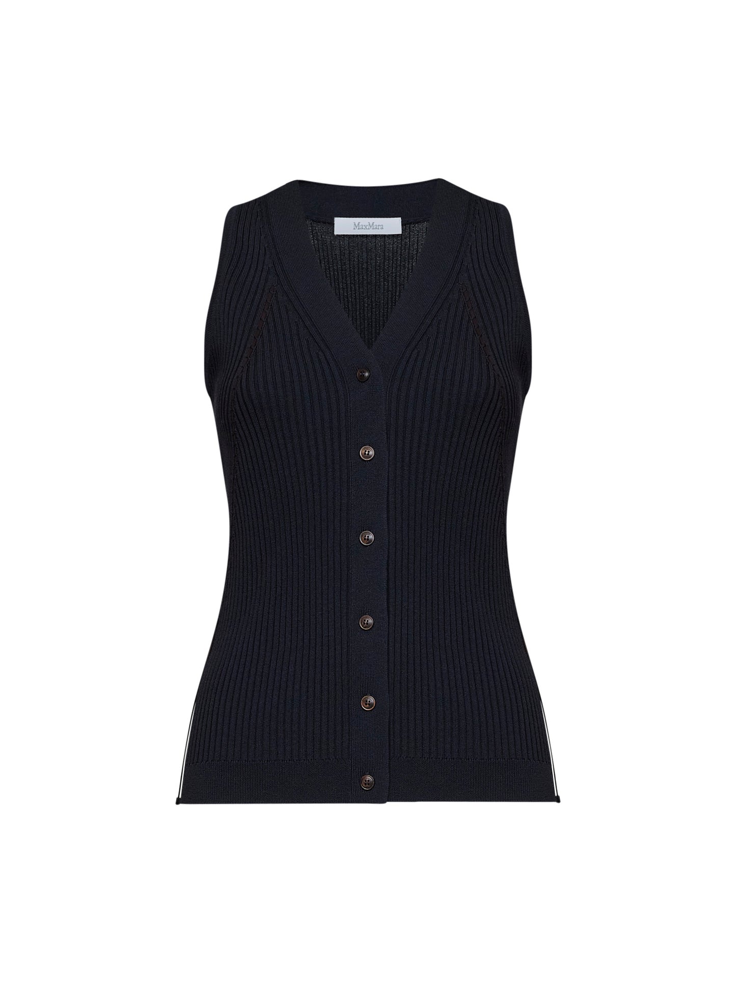 Gilet MXMFIORIRE in maglia a coste blu marino