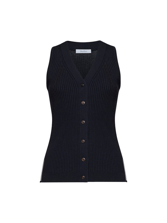 Navy blue ribbed knit MXMFIORIRE vest