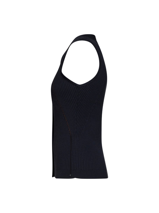 Navy blue ribbed knit MXMFIORIRE vest