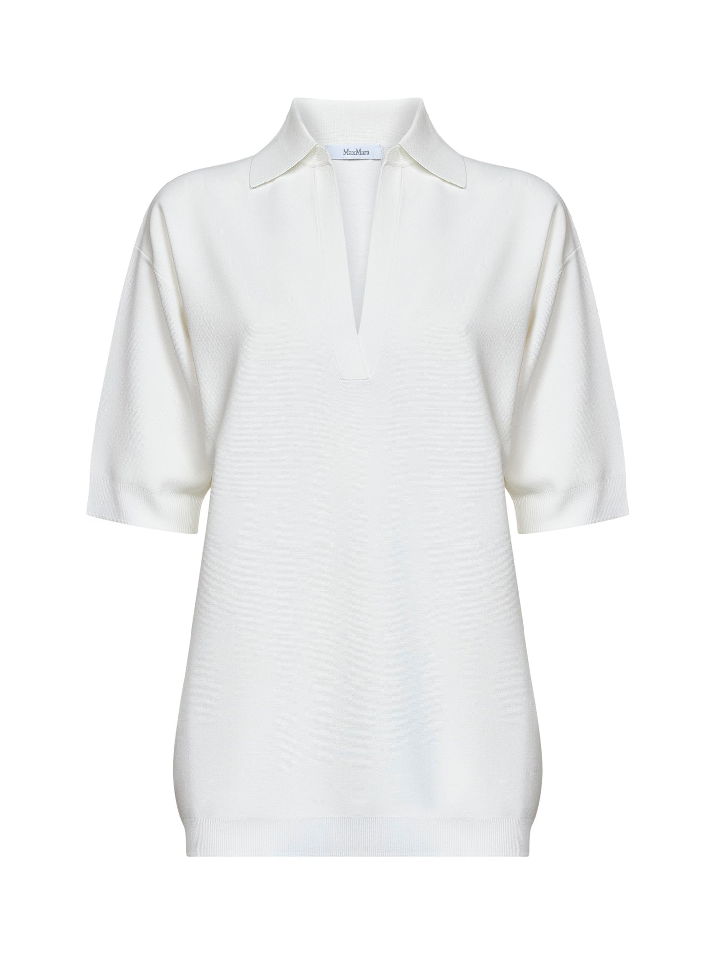 White viscose crepe MXMALPINO long polo shirt
