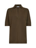 Khaki green viscose crepe MXMALPINO long polo shirt <BR/>
