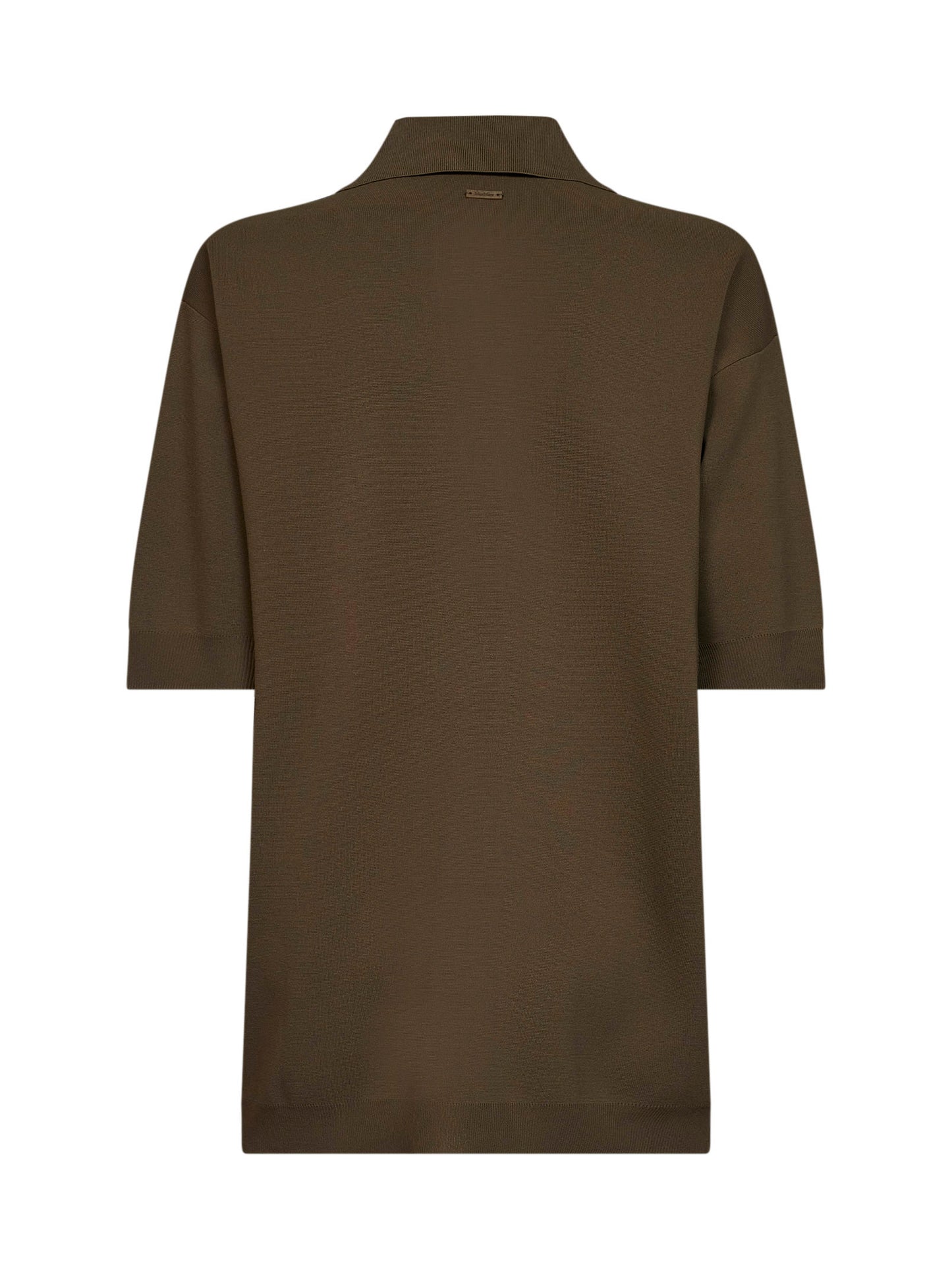 Khaki green viscose crepe MXMALPINO long polo shirt <BR/>