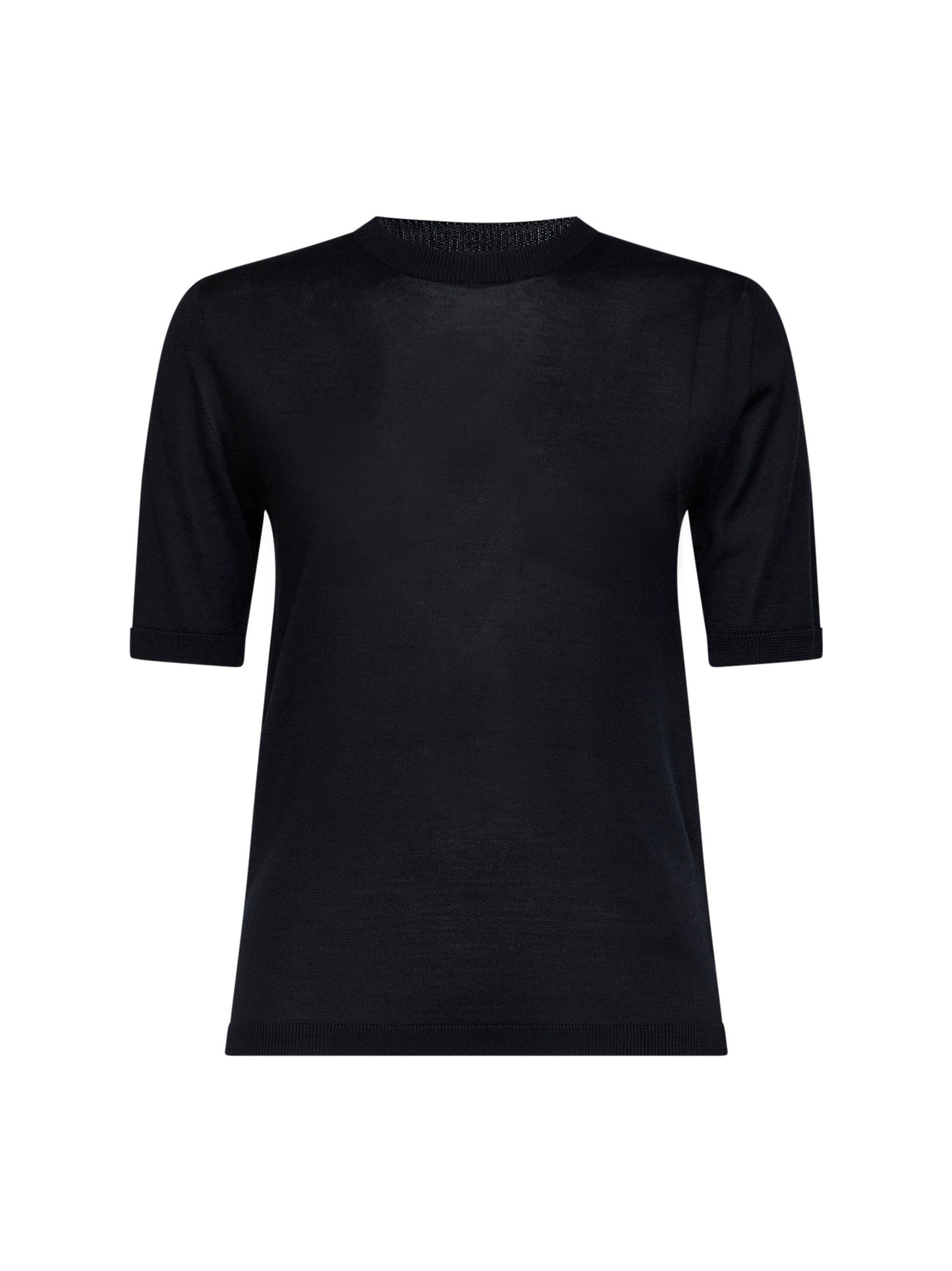 Maglia basic MXMACETI in seta e cashmere blu marino