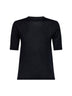 Maglia basic MXMACETI in seta e cashmere blu marino