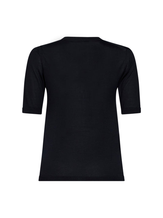Navy blue silk and cashmere MXMACETI basic top