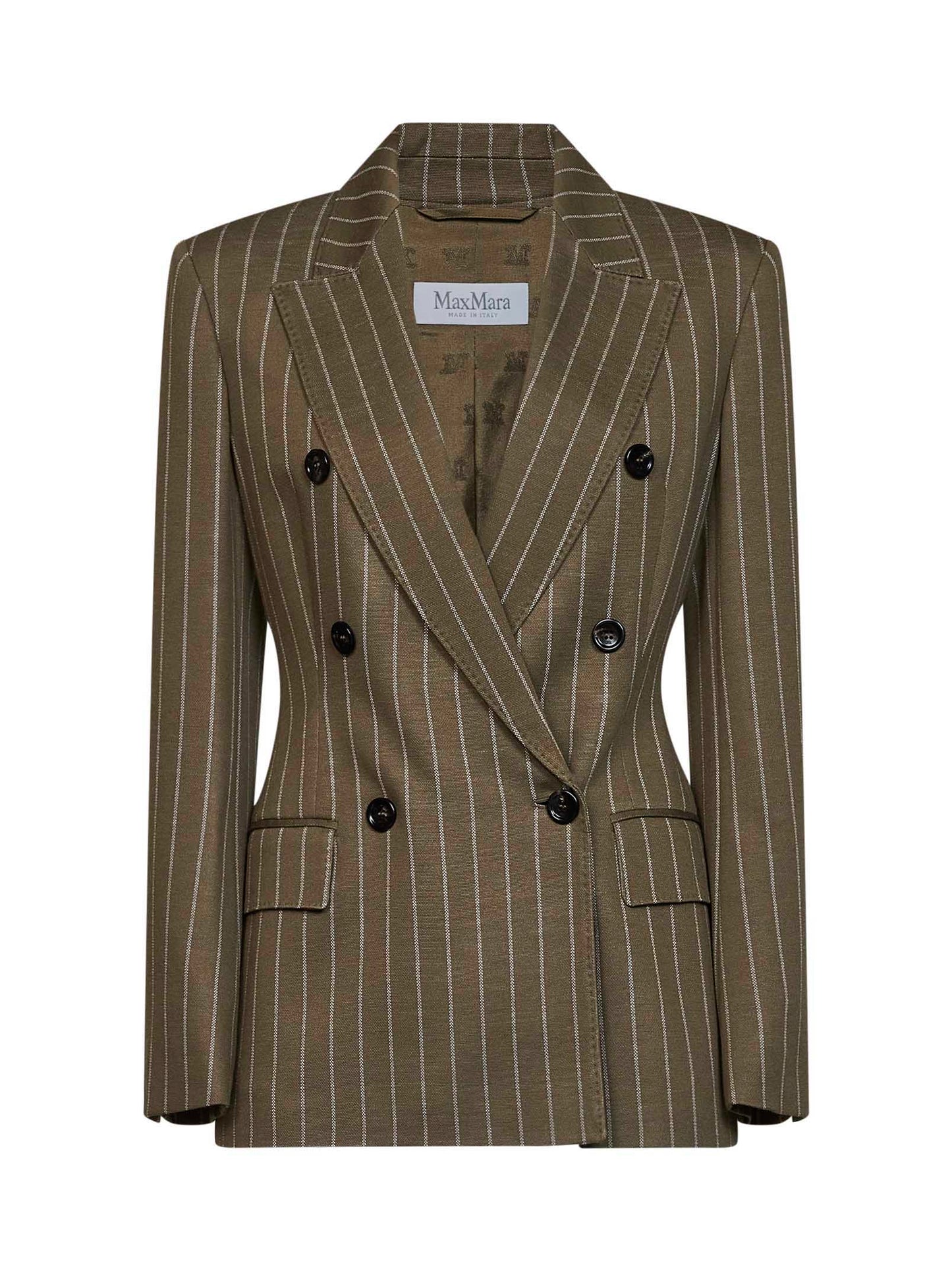 Blazer doppiopetto MXMBALTA in jersey gessato verde kaki