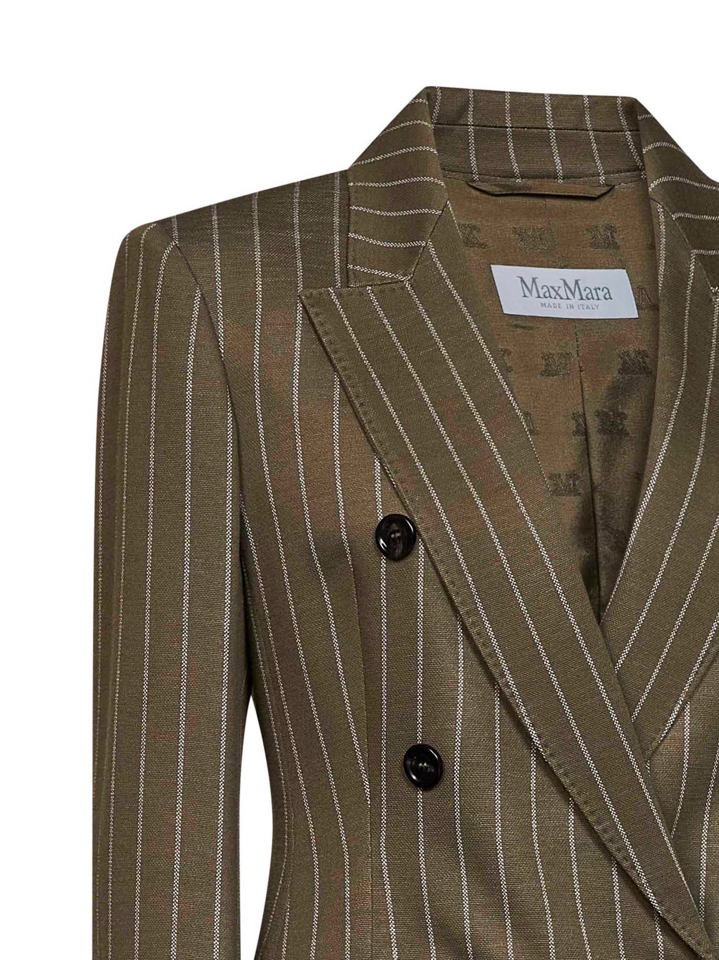 Blazer doppiopetto MXMBALTA in jersey gessato verde kaki