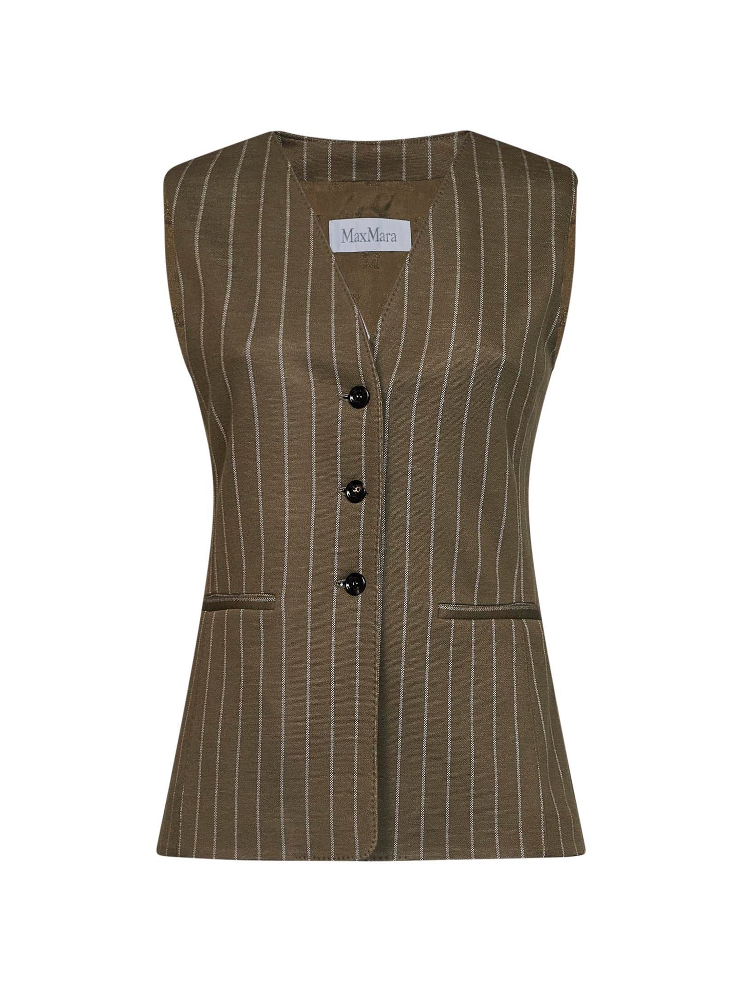 Gilet MXMRICCIO in jersey gessato verde kaki